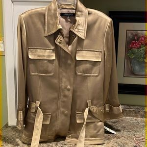 NWT Beautiful Anne Klein Gold Belted Satin Jacket